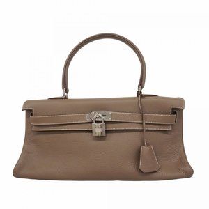 Hermes Hermès Kelly Shoulder Bag in Taurillon Clemence Etoupe Leather, Size L...